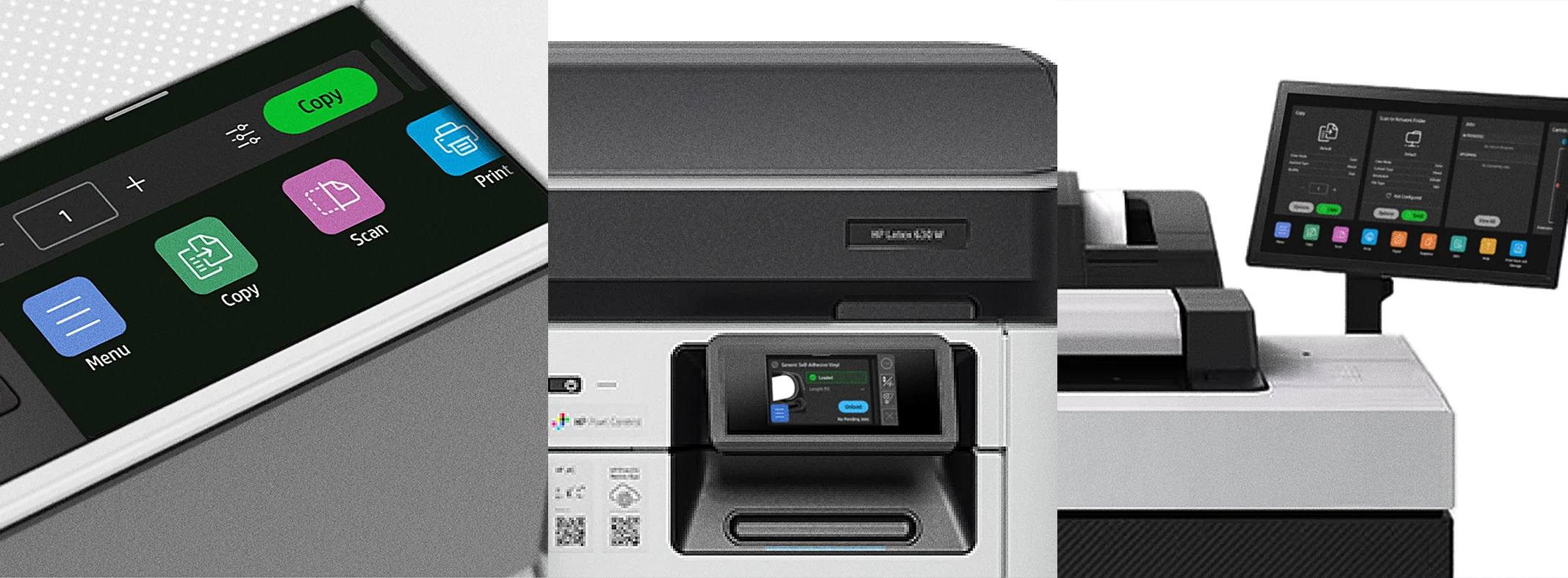 Medium format printer focusing on the control panel