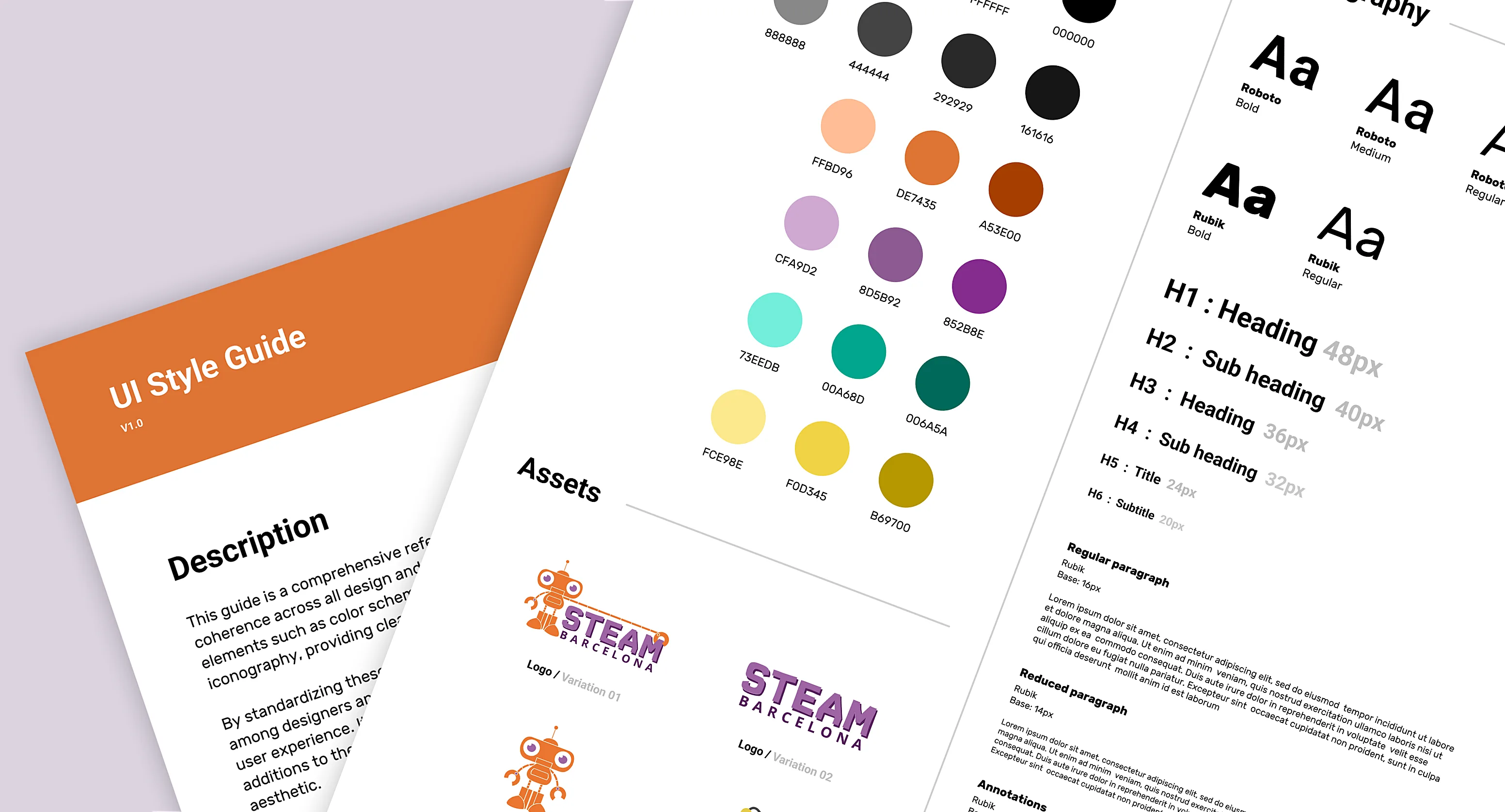 Vista detallada de la guía de estilo UI