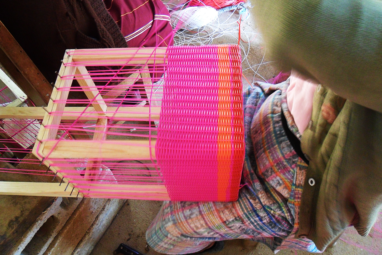 Weaving in progress